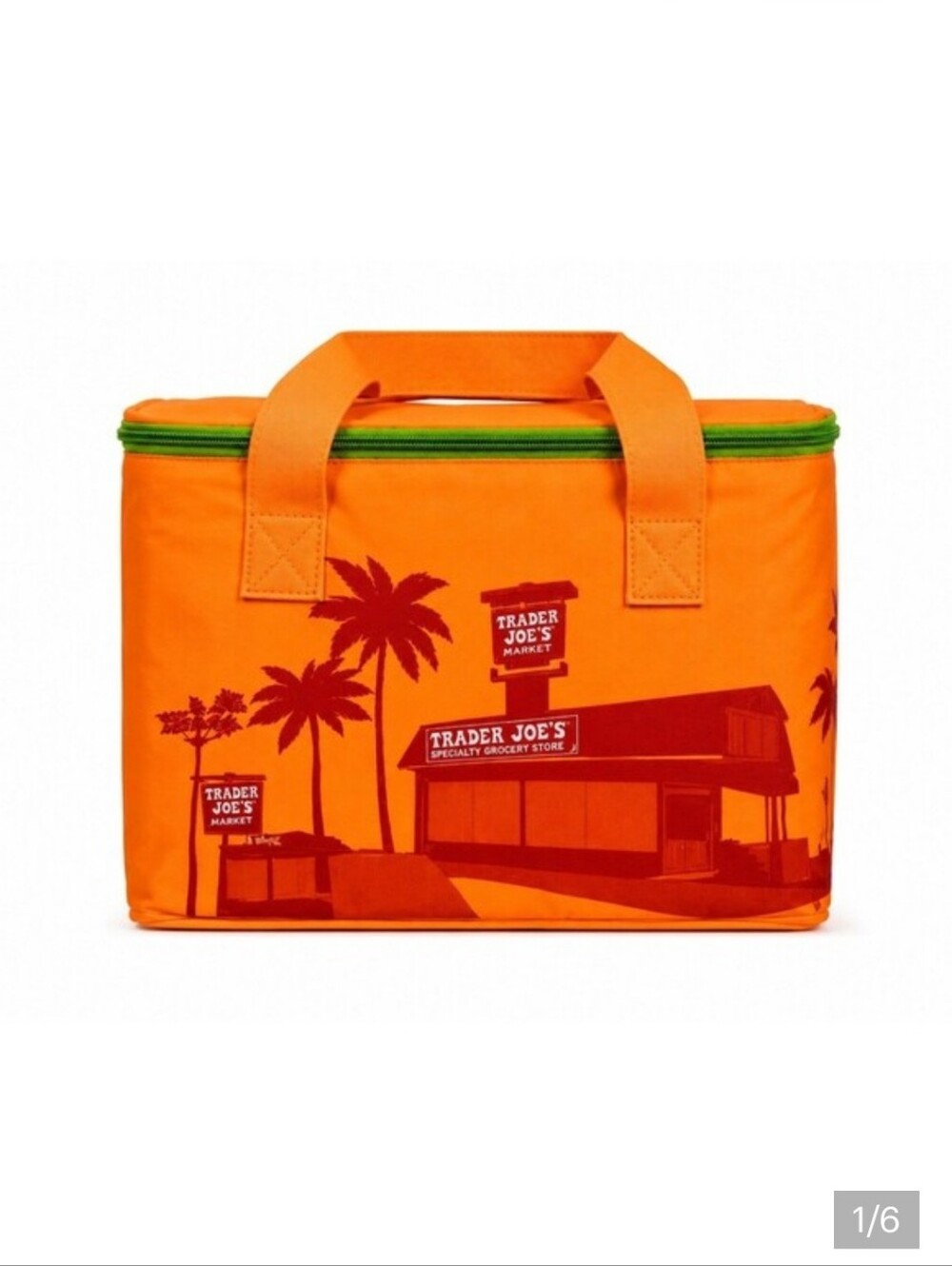 🧡💚 **Trader Joe’s Mini Insulated Tote – Orange & Green Zipper (Summer Fun)